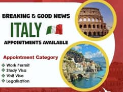 Italy Appointments Only (work,visit,family)