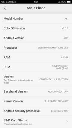 oppo A57 4gb. 64Ggb