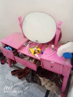 dressing table and dining table with 2 chairs