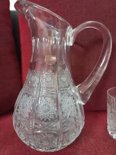 Pure Crystal Jug and Glasses Set, Made in Poland.
