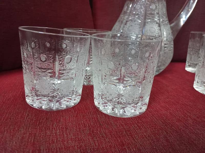 Beautiful Crystal Jug and Glasses Set, Made in Poland. 3