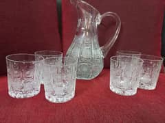 Pure Crystal Jug and Glasses Set, Made in Poland.