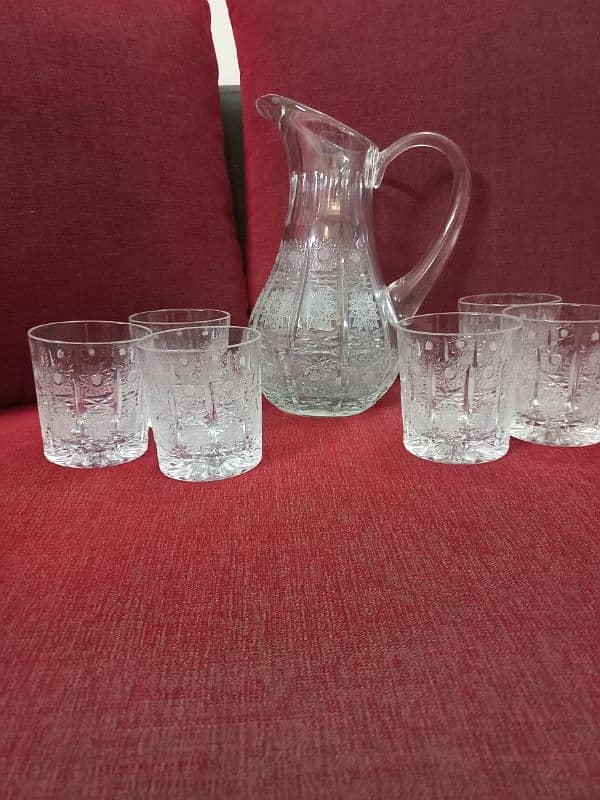 Beautiful Crystal Jug and Glasses Set, Made in Poland. 8