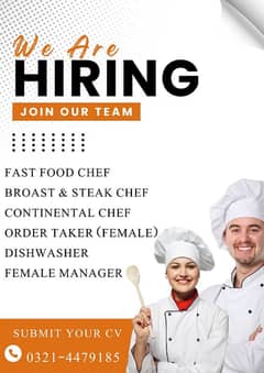 Fast Food Chef -Female Order Taker -Female Manager -Male & Female Jobs