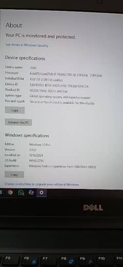 dell i7 7th gen 8/256 gb
