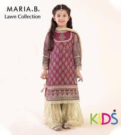 3 PC girls lawn  unstiched