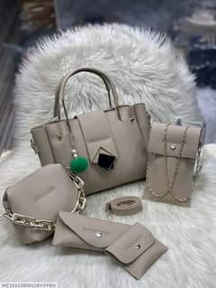 girls leather plain handbag set