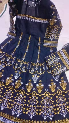 Elegant Teal Katan Silk  Block Printed Maxi Sit 3 Pcs set