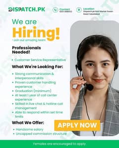 We are hiring Customer services representative