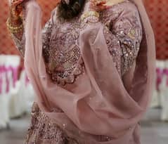 Pakistani Bridal Maxi in Rose Pink with Heavy Embroidery Work