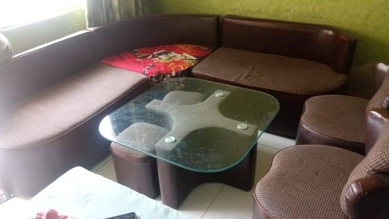 7 seater sofa with 2 separate set as sofa and dining table with 4 seat 4