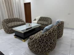 Stylish 6-Seater Sofa Set – Unique Giraffe Print | Excellent Condition