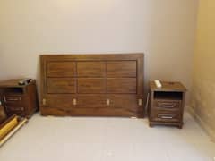 Kind size bed with side table and mattress
