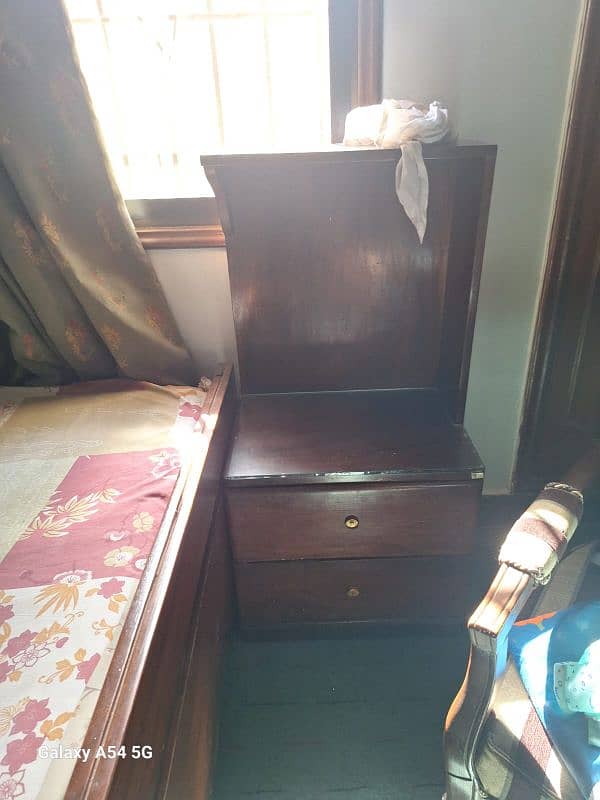 king bed with mattress along with side table and dressing table 1