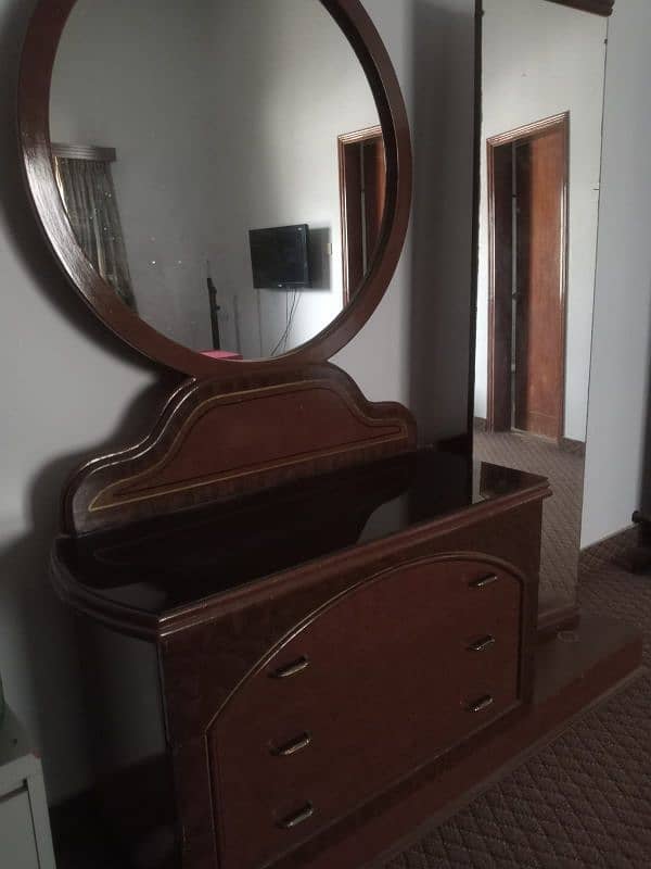 king bed with mattress along with side table and dressing table 2
