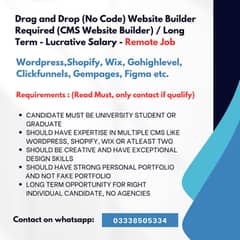 Wordpress/Shopify website builder | Multiple Vacancies | Remote job