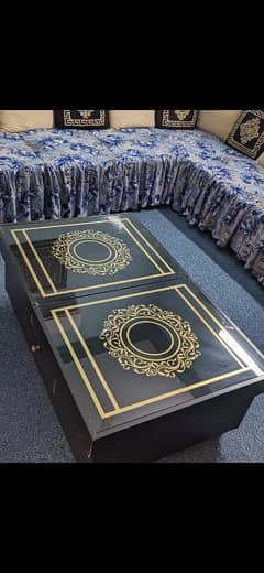 center table with upper glass wheels install for easily moving