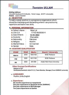 Job wanted as cashier