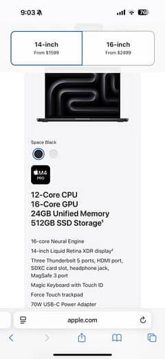 New MacBook Pro 14” M4 Pro Ram 24 SSD 512 Non Active