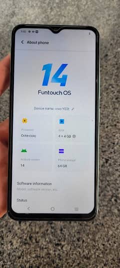 Vivo y03t 4+4/64 2months used