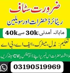 Urgently Hiring Males/Females In Rawalpindi Branch