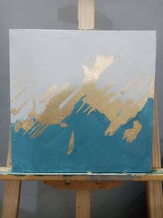 Acrylic painting with gold leaf. size, 12 by 12 inches