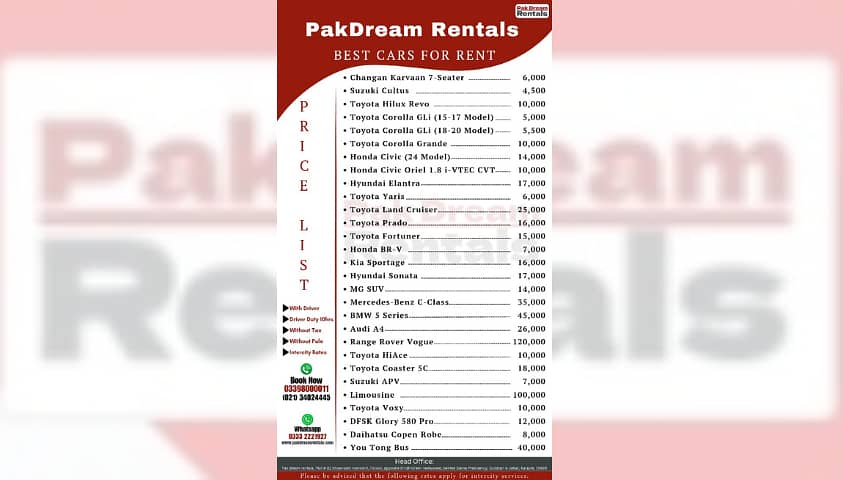 Rent a car | Car Rental one way drop to All Pakistan |Travel & tourism 3
