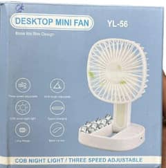 portable White Desk fan With LED Light - 1pc