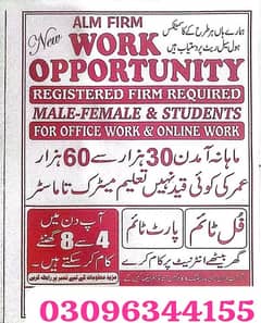 OFFICE WORK AND ONLINE WORK AVAILABLE