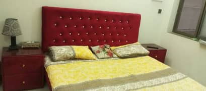 Red Velvet Bed without Mattress
