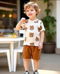 Printed Cotton Jersey Night Suit For Boys - 2 Pcs Sleepwear Set