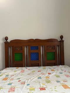 teak wood bed with mattress for sale