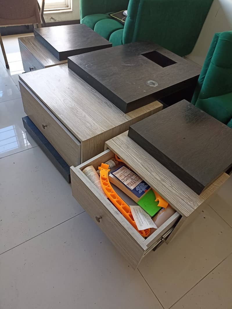 Center table with 2 side tables with drawers 1