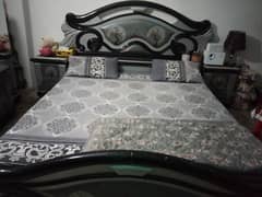 emergency selling Woden dubble bed with dressing and wooden cabinet