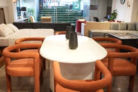 6 seater dining table/UV top table /chair/dining table set