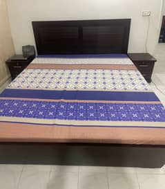 Wooden bed & wardrobe
