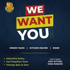 All Positions Afghan House Fastfood vacancies Open!
