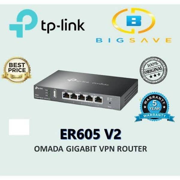 TPLINK OMADA GIGABIT  load BALANCER AND VPN ROUTER  ER605-V2 4