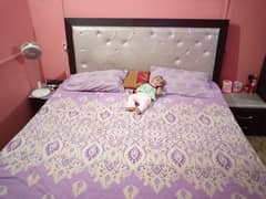 Complete furniture Wooden bed with 2 side tables  Almari and dressing.