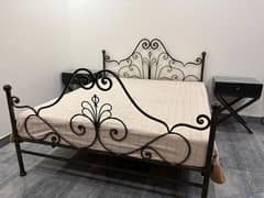 King Size Bed/Iron Bed Set/Bed With 2 Side and Dressing/bedroom Chairs