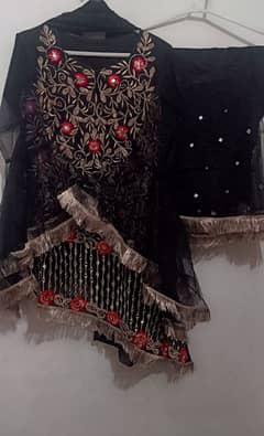 Embroided frock with garara and dupaTa