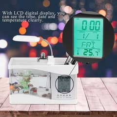 Fish Tank Aquarium with Running Water Pump, Calendar, Clock, Light,. . .