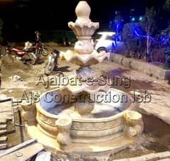 Garden Concrete Fountain, Benches, Planters