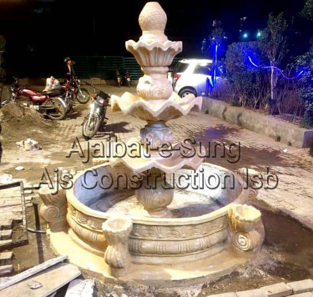 Garden Concrete Fountain, Benches, Planters 0