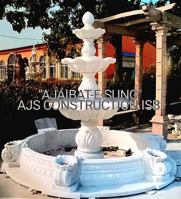 Garden Concrete Fountain, Benches, Planters 1