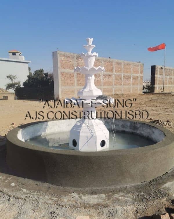 Garden Concrete Fountain, Benches, Planters 3