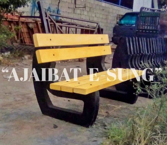 Garden Concrete Fountain, Benches, Planters 7