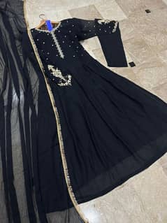 3 pcs women's stitched chiffon embroided maxi suit