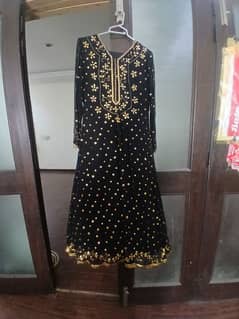 black frok with golden mukesh work