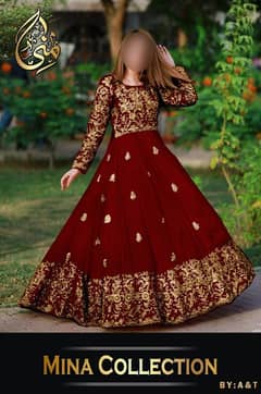 Front,Border Sleeves Embroidery With *Handwork Nug* Long Maxi 2Pcs